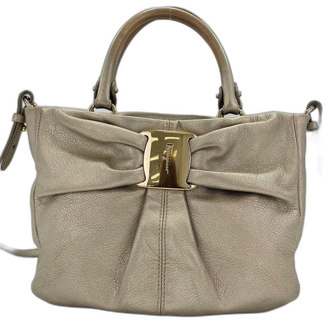 Salvatore Ferragamo Vara Ribbon 2-Way Handbag Handbag leather gold WS32469