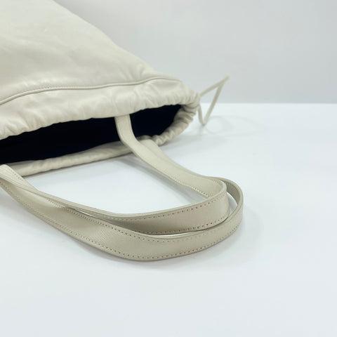 YVES SAINT LAURENT Drawstring Tote Bag leather white WS32482