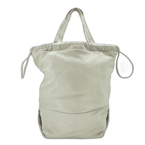 YVES SAINT LAURENT Drawstring Tote Bag leather white WS32482