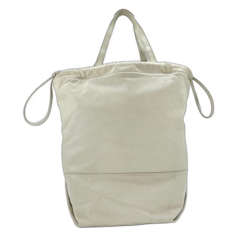 YVES SAINT LAURENT Drawstring Tote Bag leather white WS32482