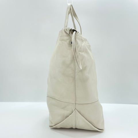 YVES SAINT LAURENT Drawstring Tote Bag leather white WS32482