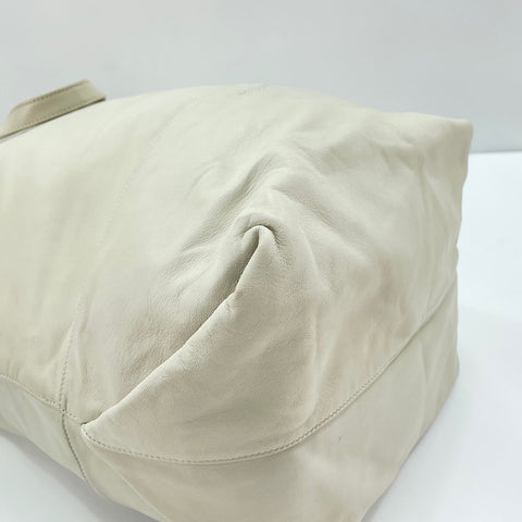 YVES SAINT LAURENT Drawstring Tote Bag leather white WS32482