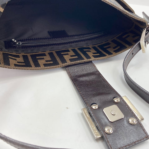 FENDI Zucca Shoulder Bag canvas Brown WS32484