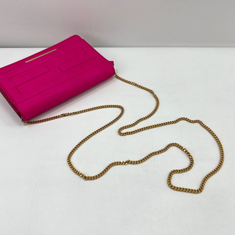FENDI FF Logo Chain Wallet (2-Way) Shoulder Bag leather pink WS32485