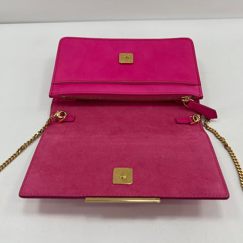 FENDI FF Logo Chain Wallet (2-Way) Shoulder Bag leather pink WS32485