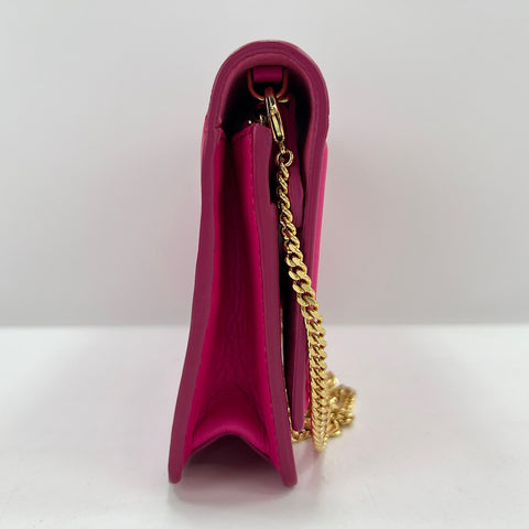 FENDI FF Logo Chain Wallet (2-Way) Shoulder Bag leather pink WS32485