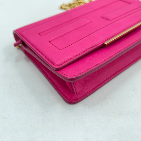FENDI FF Logo Chain Wallet (2-Way) Shoulder Bag leather pink WS32485