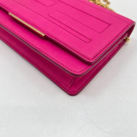 FENDI FF Logo Chain Wallet (2-Way) Shoulder Bag leather pink WS32485
