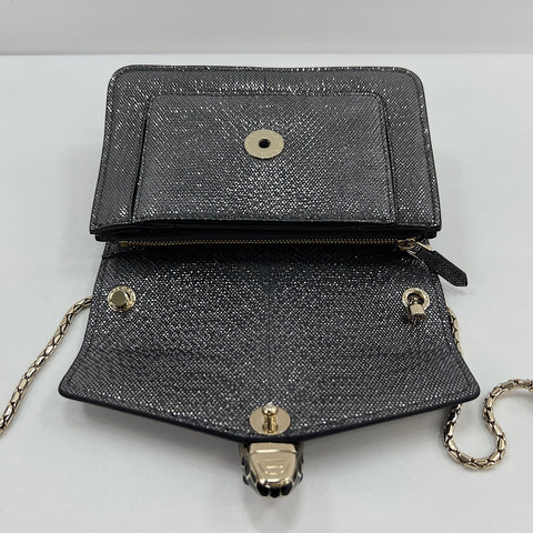 BVLGARI Serpenti Forever Snake Head Shoulder Bag Silver WS32486