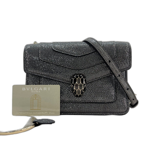 BVLGARI Serpenti Forever Snake Head Shoulder Bag Silver WS32486