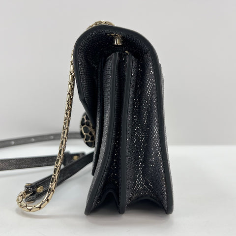 BVLGARI Serpenti Forever Snake Head Shoulder Bag Silver WS32486