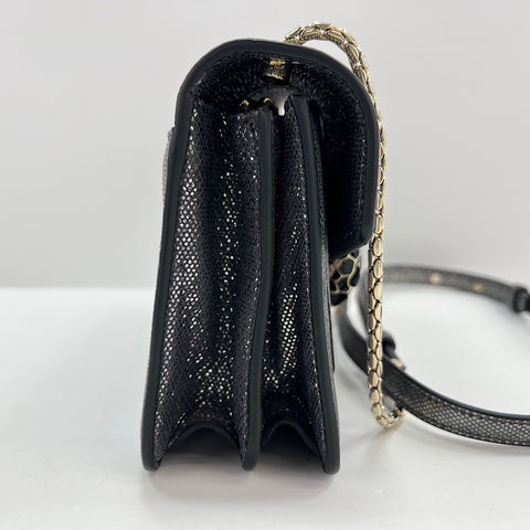 BVLGARI Serpenti Forever Snake Head Shoulder Bag Silver WS32486