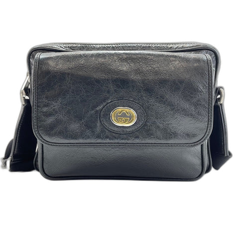 GUCCI Interlocking G Shoulder Bag leather black WS32487