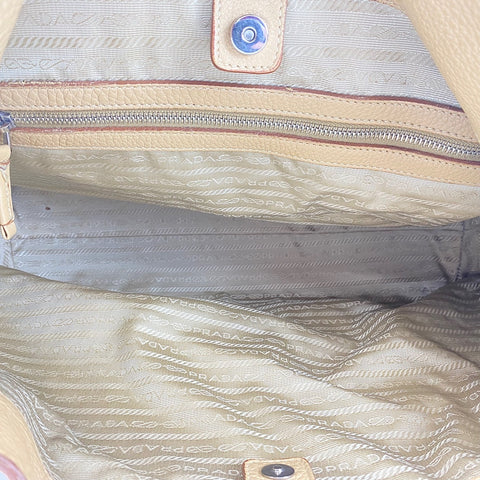 PRADA Shoulder Bag leather beige WS32502
