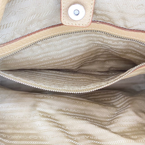PRADA Shoulder Bag leather beige WS32502