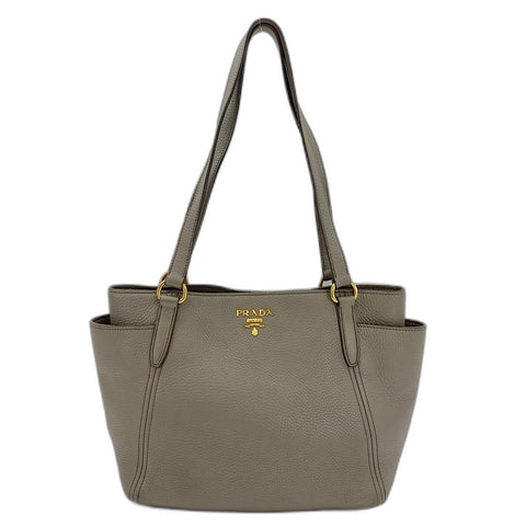 PRADA Vitterodino Tote Bag leather gray WS32503