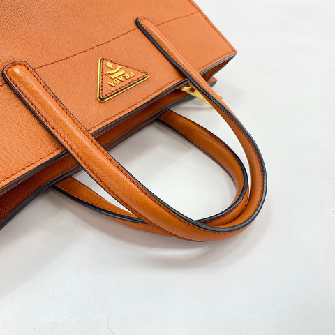 PRADA 2WAY Handbag leather Orange WS32515