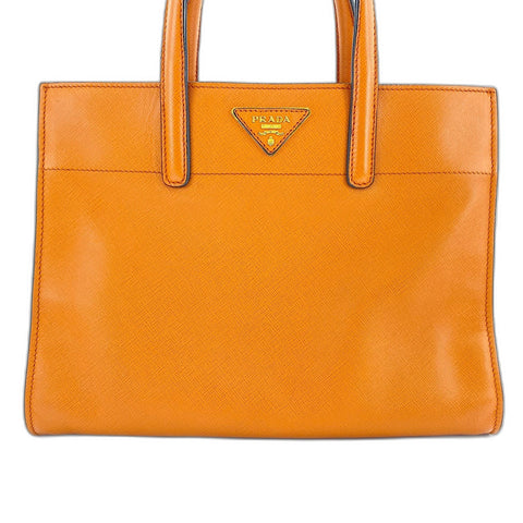 PRADA 2WAY Handbag leather Orange WS32515