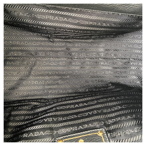 PRADA 2WAY Handbag leather black WS32516
