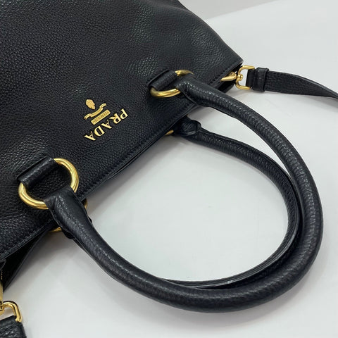 PRADA 2WAY Handbag leather black WS32517