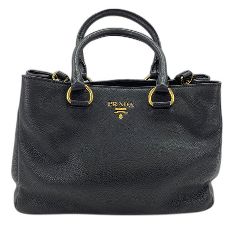 PRADA 2WAY Handbag leather black WS32517