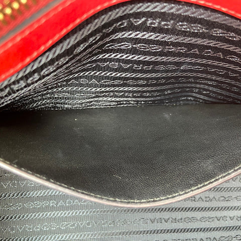 PRADA Esplanade 2WAY Handbag leather Red WS32518