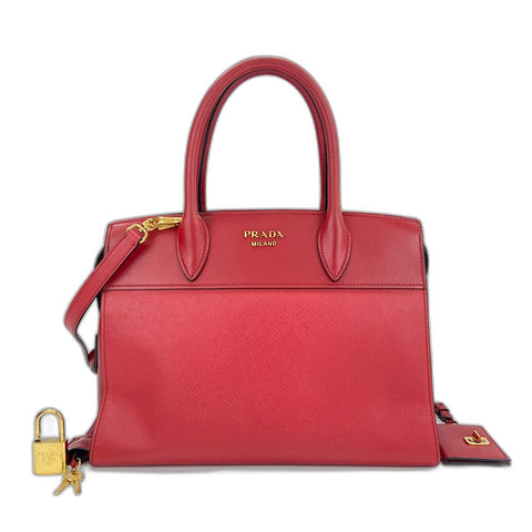 PRADA Esplanade 2WAY Handbag leather Red WS32518