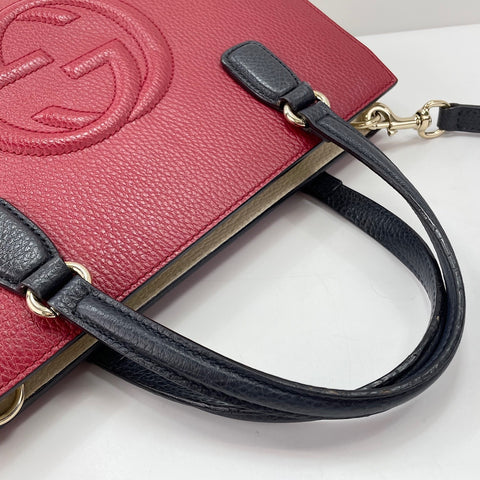 GUCCI Soho 2WAY Handbag leather Red WS32521