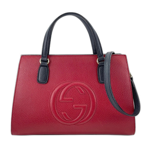 GUCCI Soho 2WAY Handbag leather Red WS32521