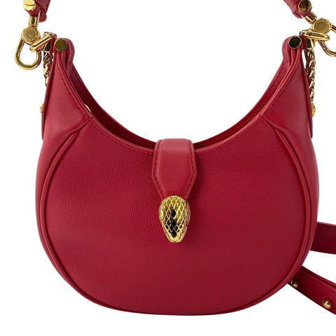 BVLGARI Serpenti 2WAY Shoulder Bag leather Red WS32529