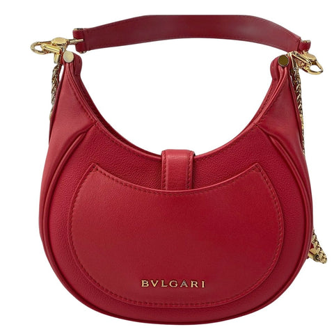 BVLGARI Serpenti 2WAY Shoulder Bag leather Red WS32529