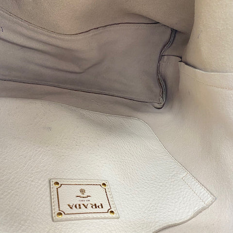 PRADA Tote Bag leather white WS32531