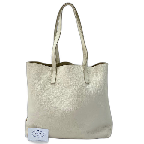 PRADA Tote Bag leather white WS32531