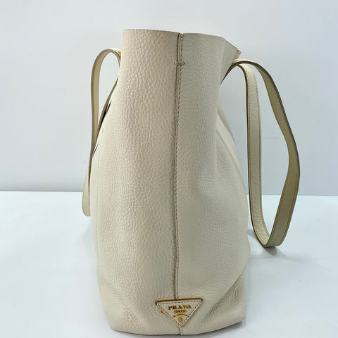 PRADA Tote Bag leather white WS32531