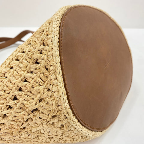 YVES SAINT LAURENT Panniers Tote Bag Raffia Brown WS32532