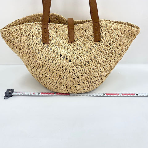 YVES SAINT LAURENT Panniers Tote Bag Raffia Brown WS32532