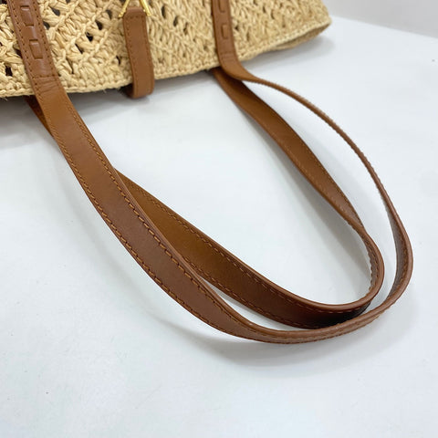 YVES SAINT LAURENT Panniers Tote Bag Raffia Brown WS32532