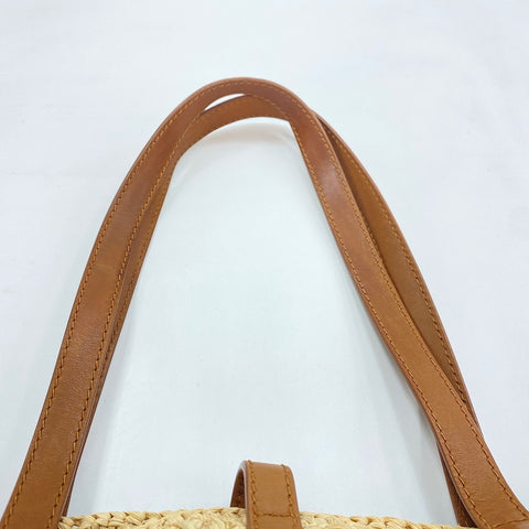 YVES SAINT LAURENT Panniers Tote Bag Raffia Brown WS32532