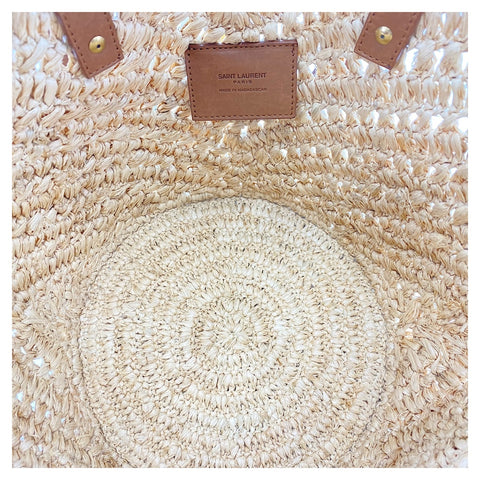 YVES SAINT LAURENT Panniers Tote Bag Raffia Brown WS32532