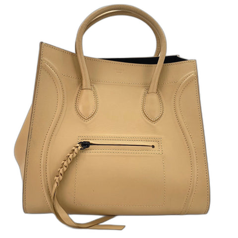 CELINE Sherry line Handbag leather beige WS32544