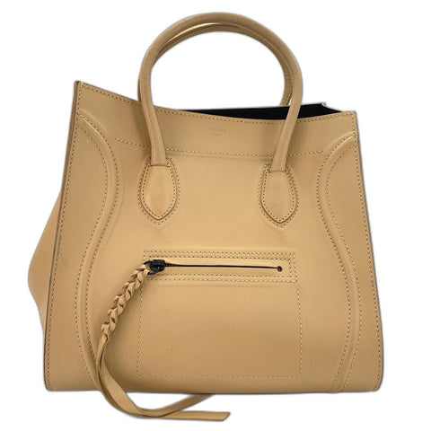 CELINE Sherry line Handbag leather beige WS32544