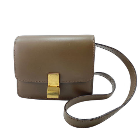CELINE Classic Box Medium Shoulder Bag leather Brown WS32546
