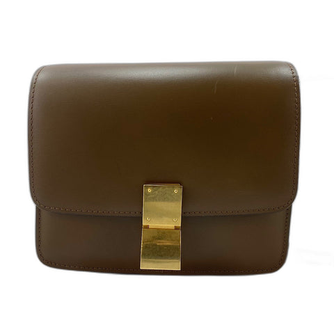 CELINE Classic Box Medium Shoulder Bag leather Brown WS32546