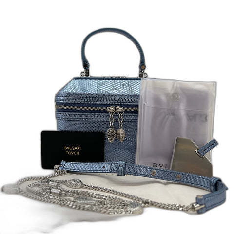 BVLGARI Serpenti Forever Mini Jewelry Box 2WAY Handbag leather blue WS32551