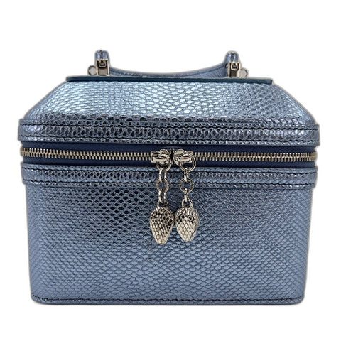 BVLGARI Serpenti Forever Mini Jewelry Box 2WAY Handbag leather blue WS32551