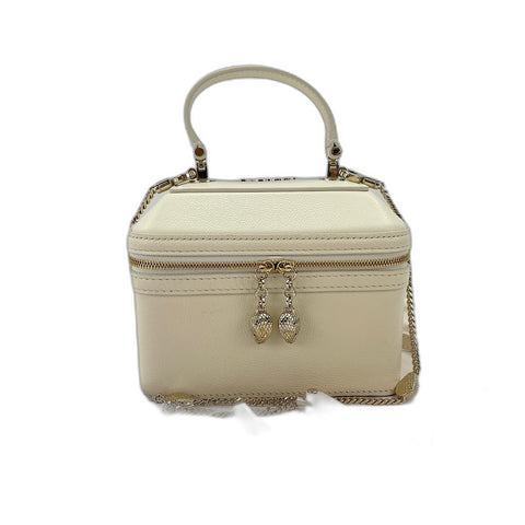 BVLGARI Serpenti Forever Mini Jewelry Box 2WAY Handbag leather white WS32552