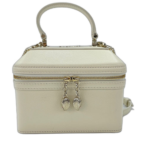 BVLGARI Serpenti Forever Mini Jewelry Box 2WAY Handbag leather white WS32552