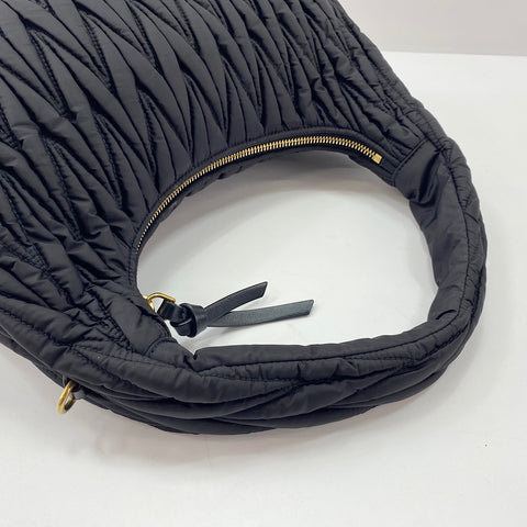 Miu Miu Wonder Matelassé Handbag Nylon black WS32556