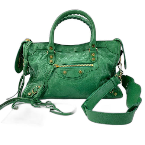 BALENCIAGA Classic City 2WAY Handbag leather green WS32558
