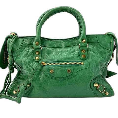 BALENCIAGA Classic City 2WAY Handbag leather green WS32558